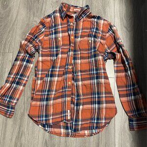 Orange Plaid Button-Down